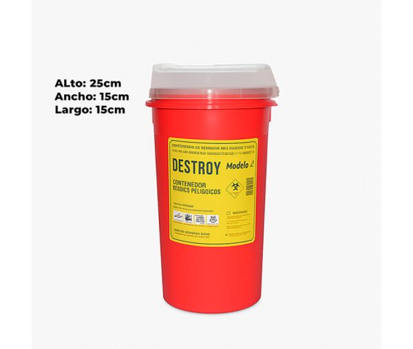 RECIPIENTE PARA DESECHOS CORTOPUNZANTE ROJO 3 LT